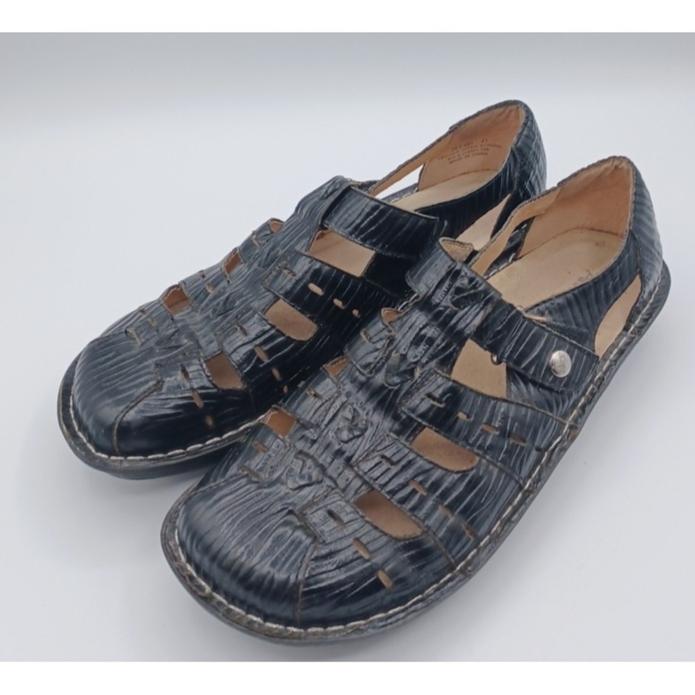 ALEGRIA Pesca PES-641 Women's EU 41 US 10.5-11 Black Leather Fisherman Sandals